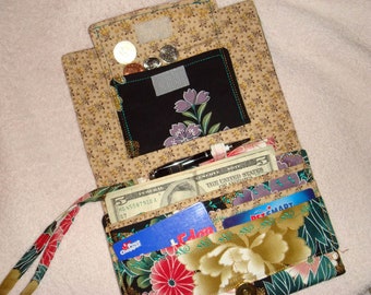 Handmade Wallet/Purse -#46 Kona Bay Flowers Fabric! Unique!
