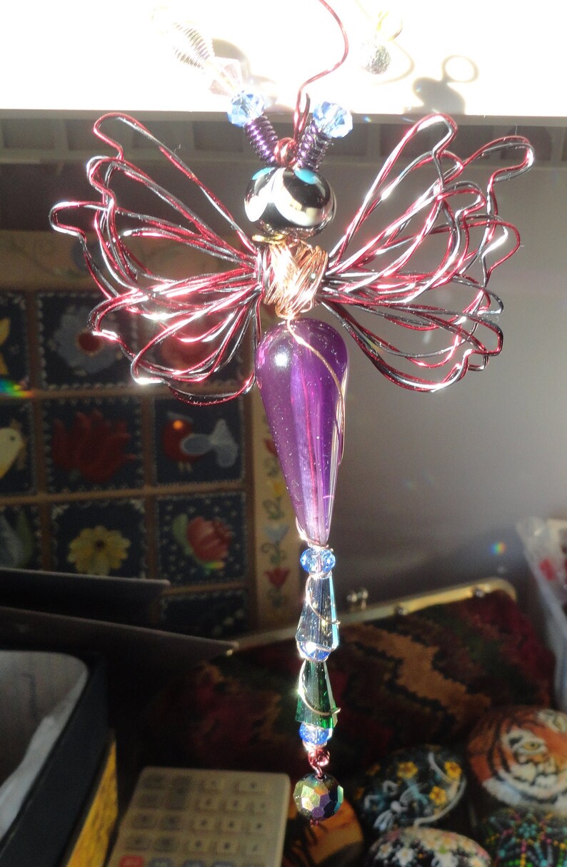 Purple/Black Alien 9292 Bug Dragonfly...Handmade.. All ready to fly away My 2024 Winter Snow Storm Dragonflies. image 2