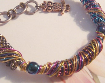 Mixed Wired Bracelet..Handmade/Enameled wires/beads...ready to wear.