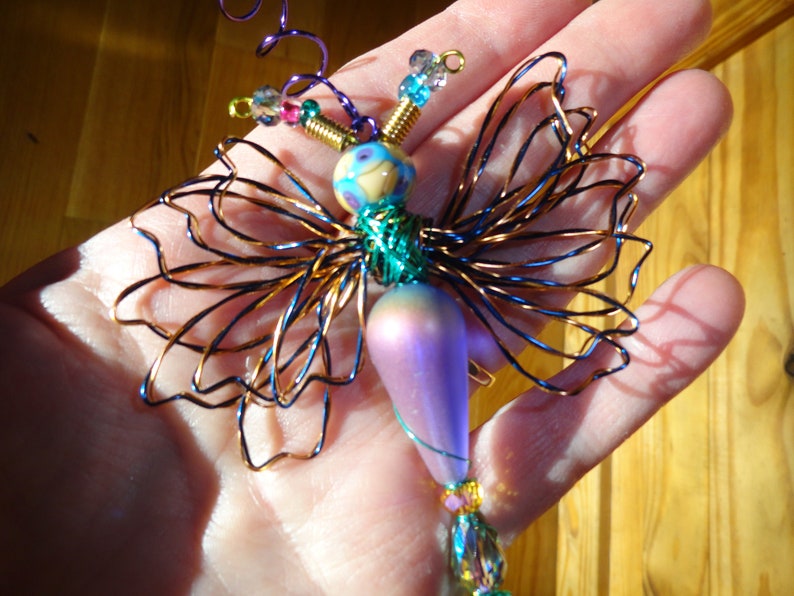 Purple/Green/Blue Alien Dragonfly ..9276 ...Handmade.. All ready to fly away image 3