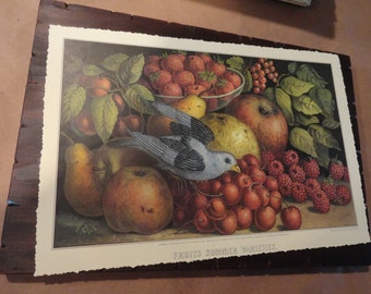 Custom Order on Wood -Reserve me - 1 print Currier & Ives Calendar Permanent Print on wood...'Fruits Varieties' ...To be finished...