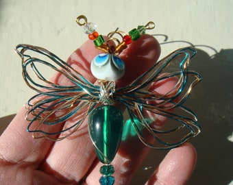 Green Alien#9286 Bug Dragonfly...Handmade.. All ready to fly away!