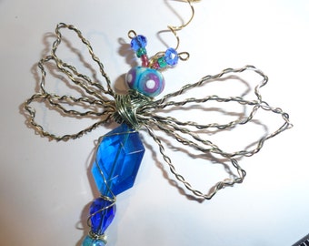 Blue Alien Dragonfly ..#9303 ...Handmade.. All ready to fly away!