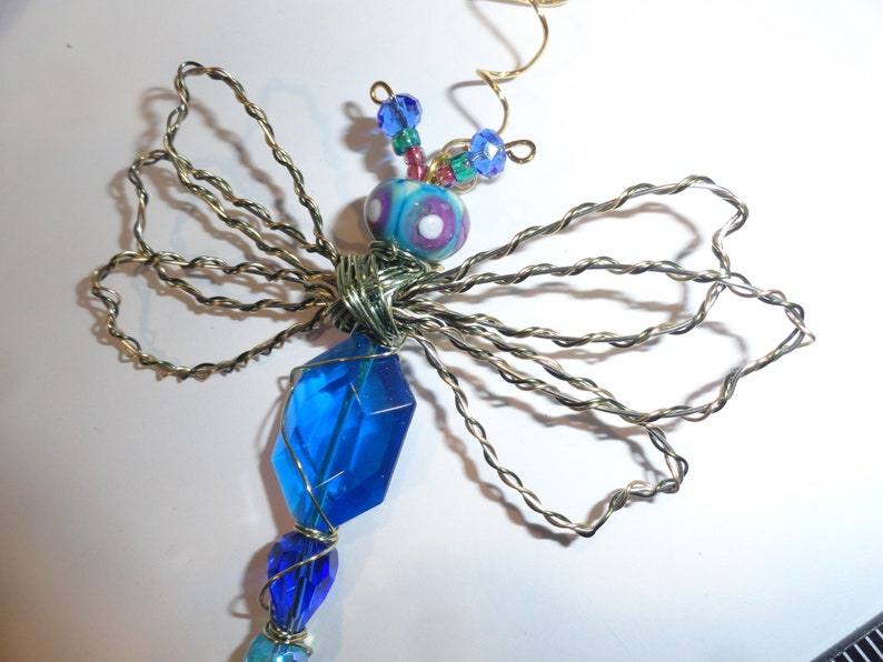 Blue Alien Dragonfly ..9303 ...Handmade.. All ready to fly away image 1