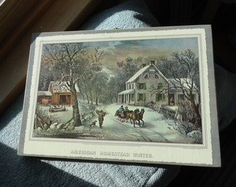 OnWood/1Side/American Homestead/An Antique Currier and Ives Print/Framed/...Last one.