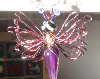 Purple/Black Alien #9292 Bug Dragonfly...Handmade.. All ready to fly away! My 2024 Winter Snow Storm Dragonflies.