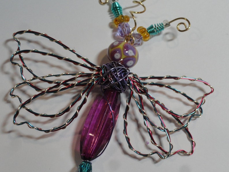 Purple Alien 9297 Bug Dragonfly...Handmade.. All ready to fly away image 1