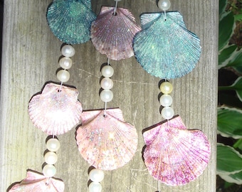 My#7 Mini Handmade Wind Ornament  - SMALL Width..Turtle/Shells/Crystals/Beads/Wood/Ready to hang!..