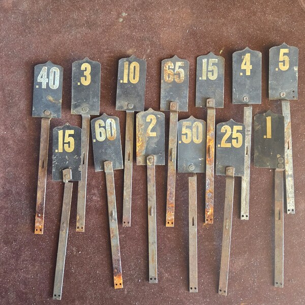 Cash Register Flags, Unique, Antique Cash Register Numbers, Vintage, Table Numbers, vintage numbers, Register, Farm house decor, Metal.