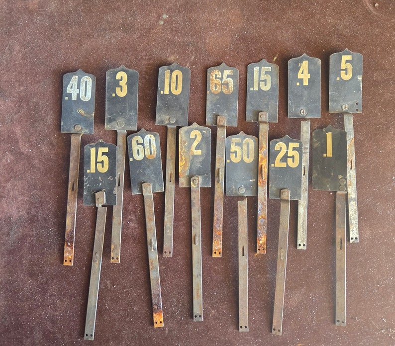 Cash Register Flags, Unique, Antique Cash Register Numbers, Vintage, Table Numbers, vintage numbers, Register, Farm house decor, Metal. image 1