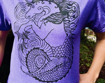 Purple Unicorn Sea Horse T-Shirt Mens Women's Hippocampus Mythology Fish Ocean Creature Sm M L XL 2X