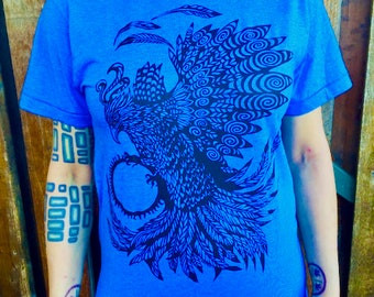 Phoenix T-shirt Fire Reborn Transformation Moon Eclipsed Feathers Mythology Bird Polycotton Mens Women Sm M L XL XXL