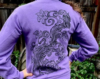 Purple Tree Of Life Hoodie Unisex Twisty Butterfly Bird Love Magical Gift For Her/Him Polycotton S, M, L, XL, XXL