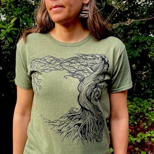 Green Tree Of Life Tshirt Mens Women's Twisty Celtic Oak Mythical Ancient Polycotton Sm M, L, XL, 2X