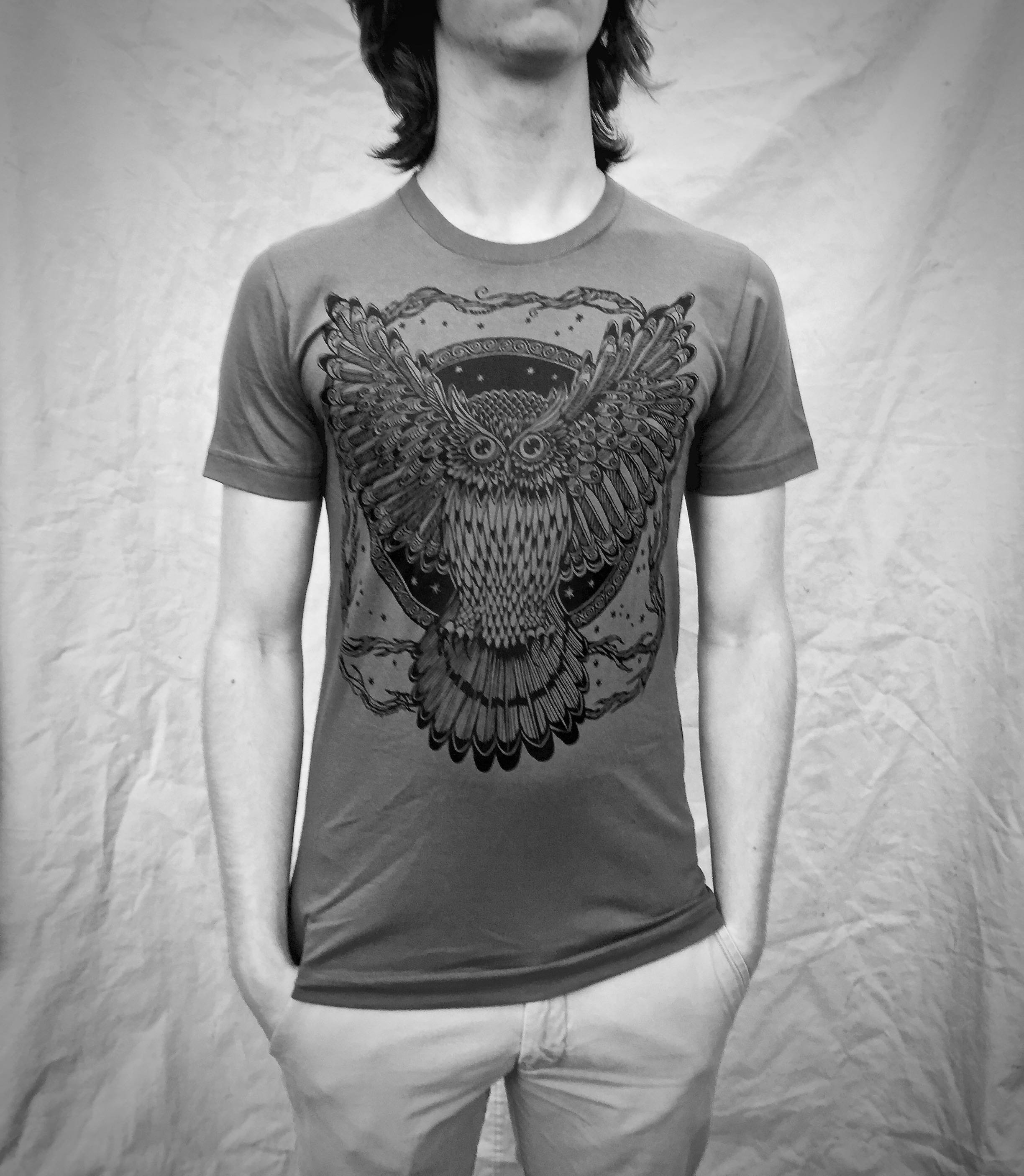 Owl Tshirt Bird of Prey Raptor Feathers Gift for Him/her Grey - Etsy