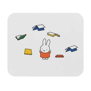 Cute Miffy Mouse Pad, Kawaii Bunny Desk Accessory, Rectangular Mousepad for Office, Adorable Rabbit Gaming Mat, Customizable Cute Gift