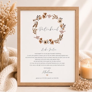 Baptism letter for the godparent as a keepsake and memento, thank you