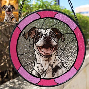Custom Dog Portrait from Photo, Custom Dog Suncatcher Stained Glass,Stained Glass Dog Memorial Gift, Loss Of Dog Gift, Pet Remembrance Gift