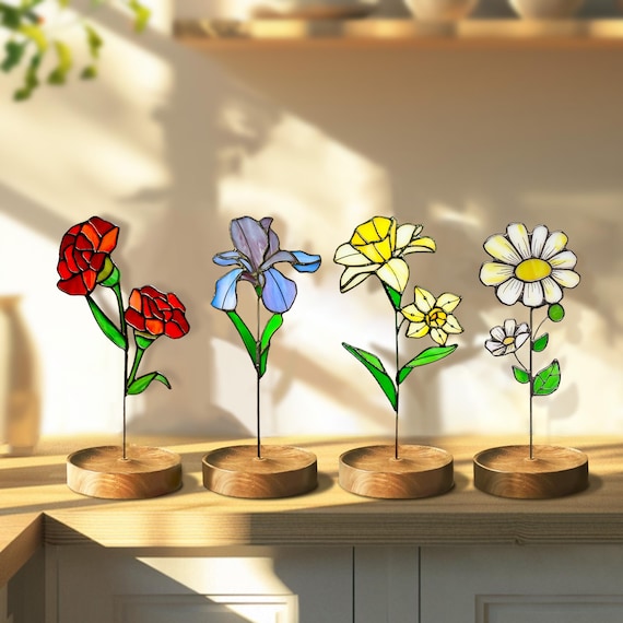 Mother's Day Stained Glass Birth Month Flower - Personalized Gift