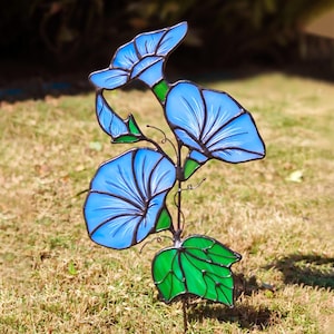 Handmade Stained Glass Morning Glory – September Birth Flower, Symbol of Love & Affection – Perfect Gift for Birthdays, Anniversaries