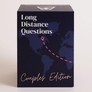 Long Distance Questions: Couples Conversation Starters Card Game | 150 Prompts | 6 Topics | Long Distance Relationship Gift