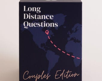 Long Distance Questions: Couples Conversation Starters Card Game | 150 Prompts | 6 Topics | Long Distance Relationship Gift