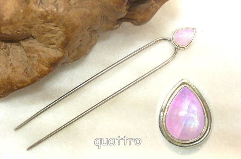 Hair Fork by Quattro Rainbow Moonstone