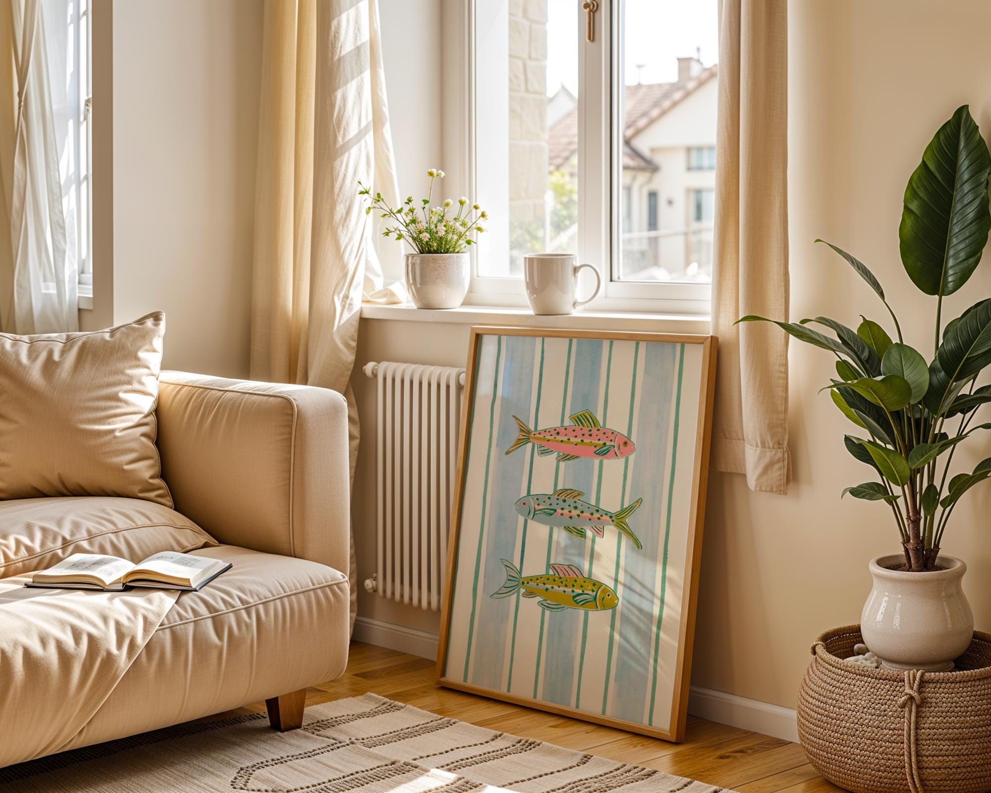 Pastel Fish Wall Art Printable | Watercolor Trendy Coastal Decor ...