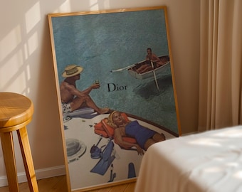 Impresión de yate vintage de verano, arte mural costero / Lujo clásico (descarga digital instantánea)