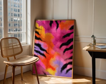Pink Zebra Wall Art | Colorful Abstract Animal Print | Trendy Digital Download