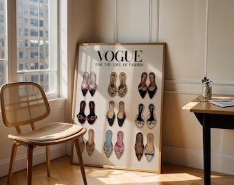 Editorial Fashion Shoe Grid Print | Luxury Magazine‑Inspired Style Wall Art | Digital Download