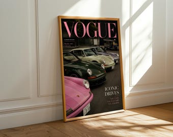 Vintage Car Wall Art | Colorful Retro Cars Editorial Poster | Luxury Decor | Digital Download