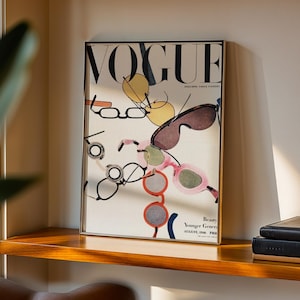 Vogue‑inspired vintage sunglasses art print - minimal, stylish digital wall art for modern spaces. Instant download, ready to print