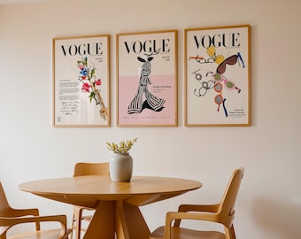 Vintage Fashion Magazine Cover Prints | Chic Editorial Gallery Wall Art | Digital Download
