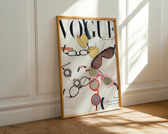 Vogue Sunglasses Collage Art Print | Minimalist Fashion Wall Decor (Instant Digital Download)