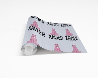 Custom Bear Wrapping Paper: Personalized Name Gift Wrap (24"x48" Sheets)