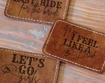 Leather Cowboy Patch, Iron On Western Applique, Bachelorette Party Favor