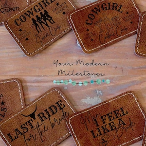 Western Patch for Trucker Hat, Leather Cowboy Patch Iron On, Cowgirl Nashville Bachelorette Party Group Patches, Belt Bag Fanny Pack Patch