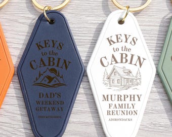 Cabin Keys Keychain, Retro Motel Style, Personalized Family Gift