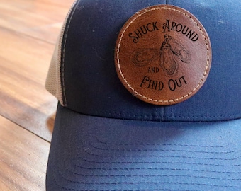 Oyster Leather Patch: Shuck 'Em Iron On for Hats, Jackets