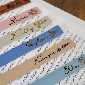 Personalized Leather Bookmark | Custom Name Bookmark with Birth Month Flower for Book Lover Gift | Birthday Gifts for Readers | PU Leather