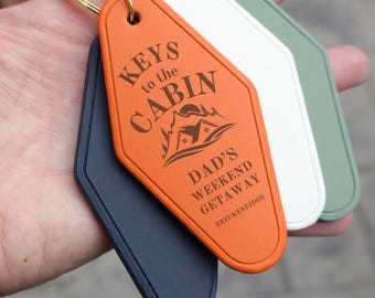 Keys to the Cabin Keychain, Retro Motel Key Tag, Camping Gift for Dad