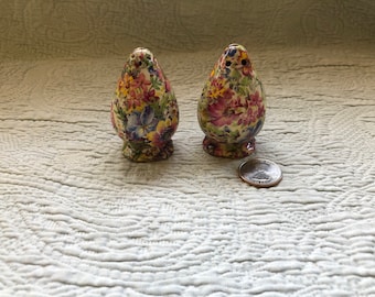 Pair of Vintage 1930's Royal Winton Grimwades England Chintz Summertime Pattern Salt and Pepper Shakers