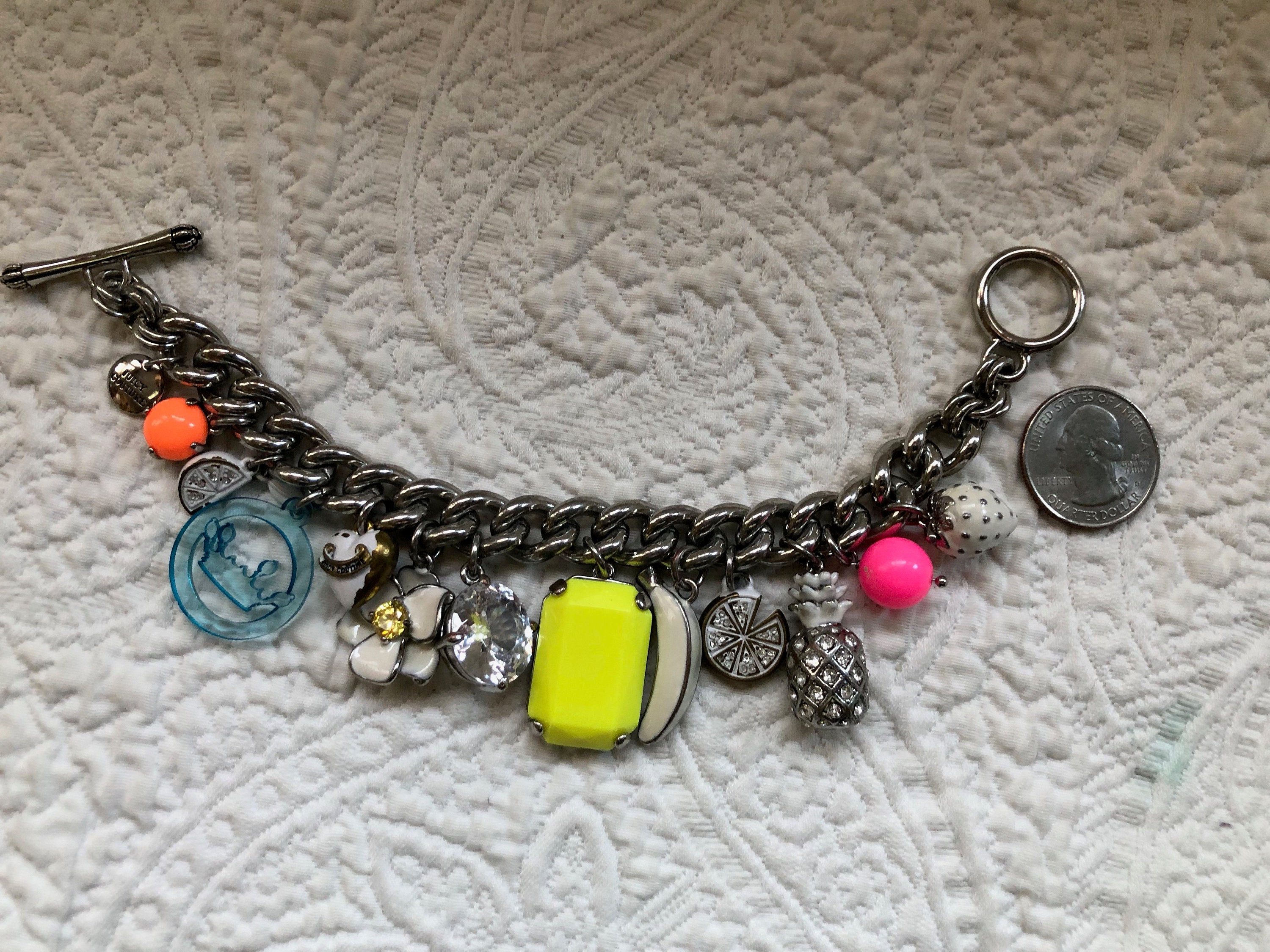 Vintage Juicy Couture Silver Tone and Colorful Mixed Tropical