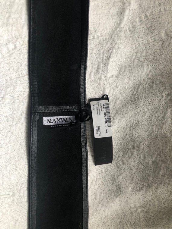 NWT Italian Maxima Supple Black Leather Obi Style… - image 4