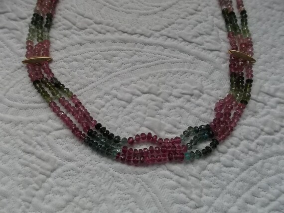 Stunning Three Strand Faceted Watermelon Tourmali… - image 2