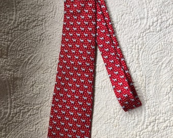 EUC Vintage Vineyard Vines Red Democratic Donkey Print Silk Neck Tie