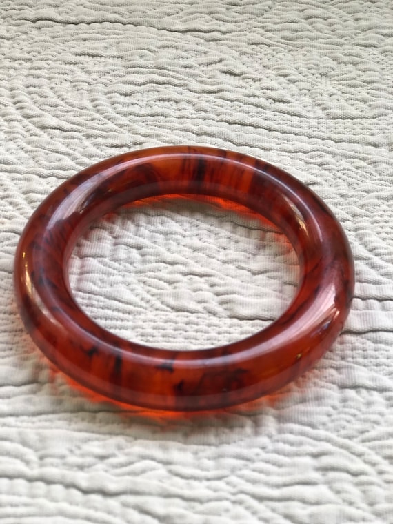 Vintage  Translucent Brown Root Beer Bakelite Ban… - image 1