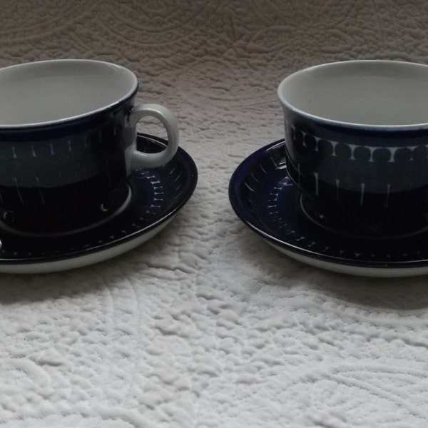 SALE!!!! 2 Arabia Finland VALENCIA  Handpainted  Demitasse Cup and Saucers by Ulla Procope SIGNED