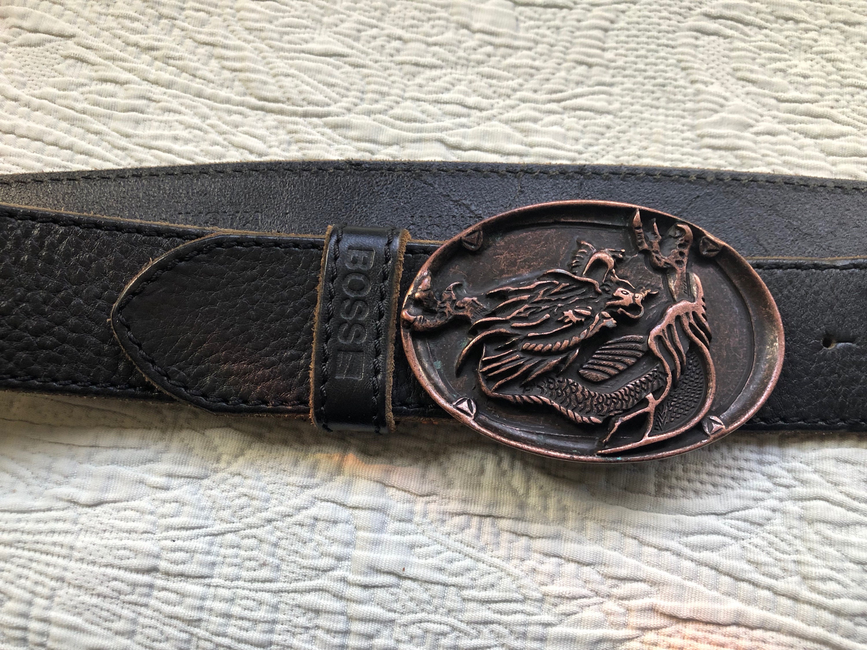 Ceinture En Cuir Vintage Hugo Boss - Authentique, Ajustable, Occasion Très Bon État